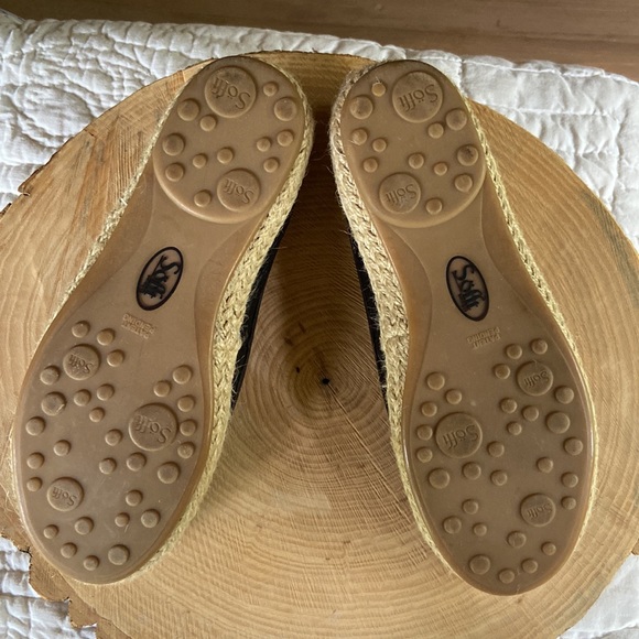 Leather Womens Black Ballet Style Flat Loafers with Jute Trim - EUC size 6.5 - Picture 7 of 8